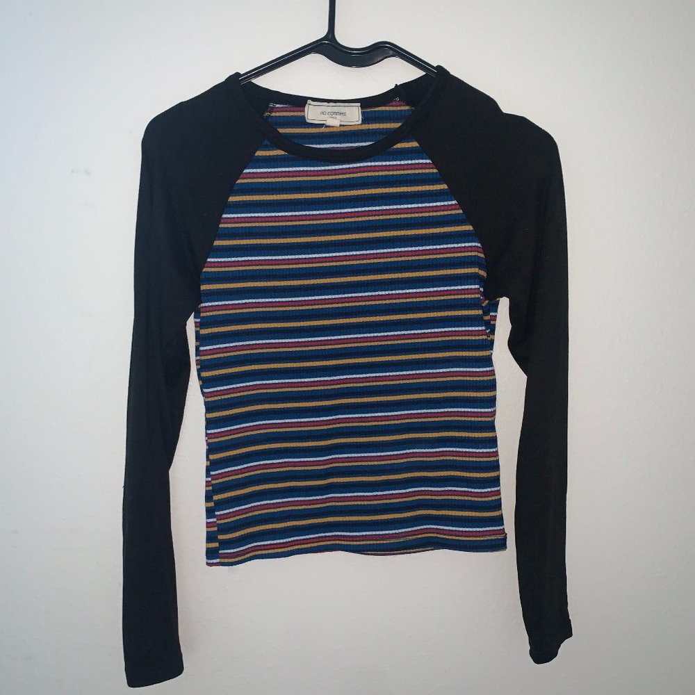 Long-sleeved Black and Striped Shirt